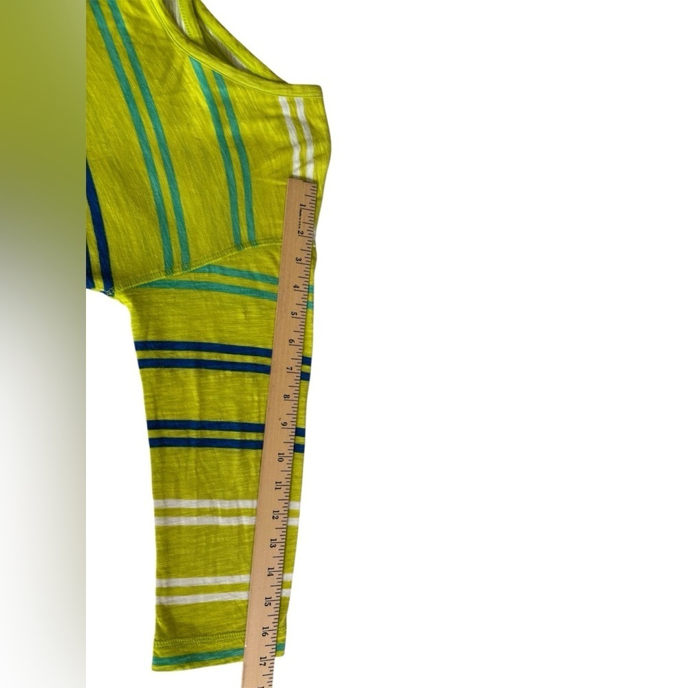 Talbots Lime Green Striped Long Sleeve Top Size Sp - Picture 5 of 7